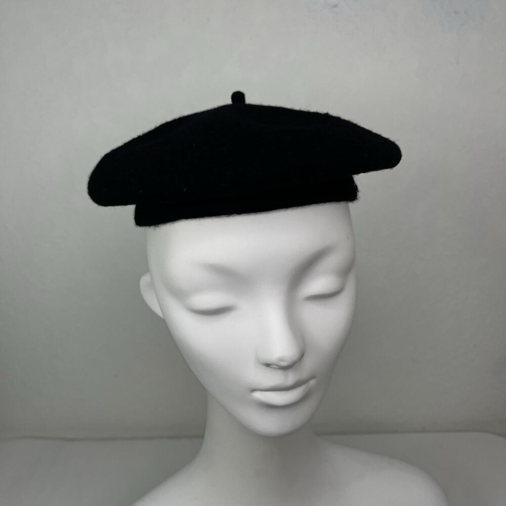 Beret Basque 100% Wool Black de luxe, retro, vintage, classic, outdoor, winter